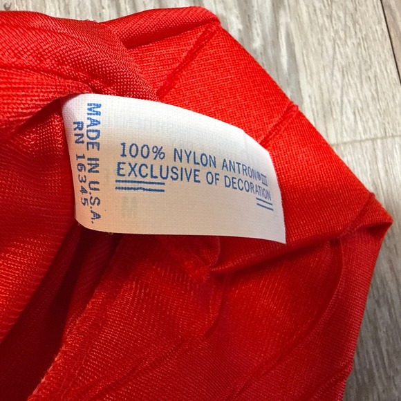 Vintage JCPenney Red Nylon Pajama Set 2 Pc Camisole Pants Lounge Sleepwear USA M - Picture 7 of 8